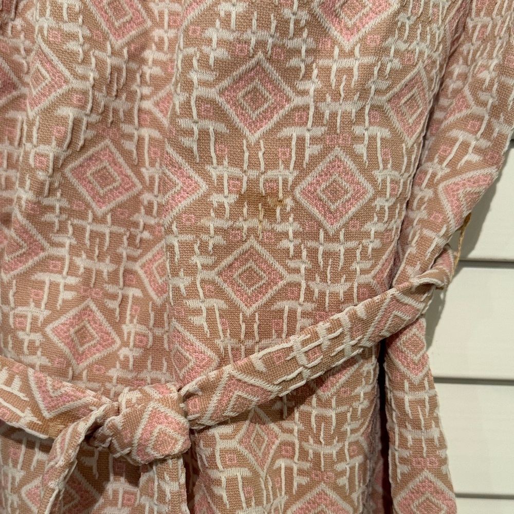 Vintage, 60’s, Pink & Taupe, Geometric-Patterned Women's Dress Double-knit poly - Picture 4 of 16